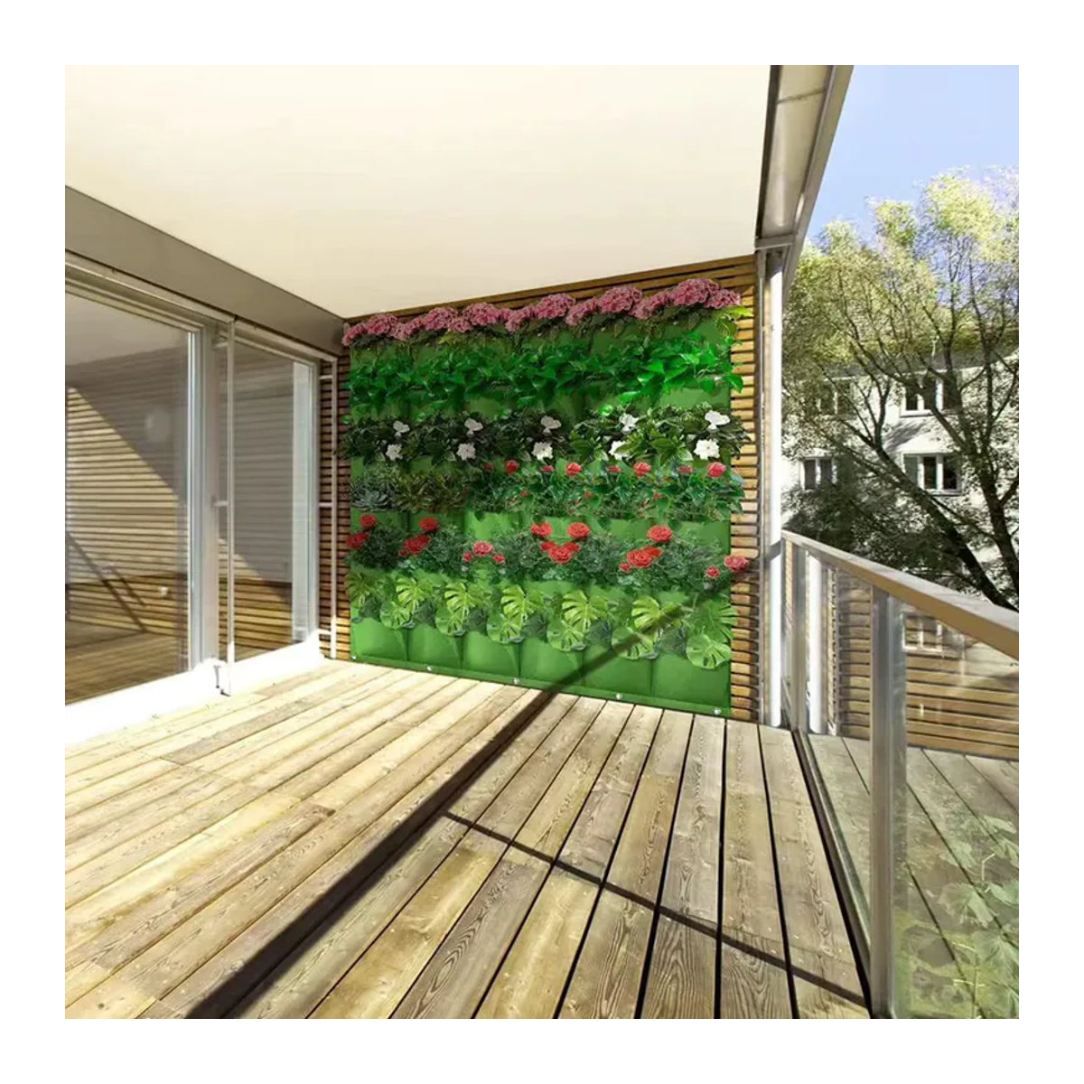 ACRDDK Vertikale Pflanzenwachstumsbeutel aus Filz für Blumen, Gemüse und Kräuter in Grün - Bild 3