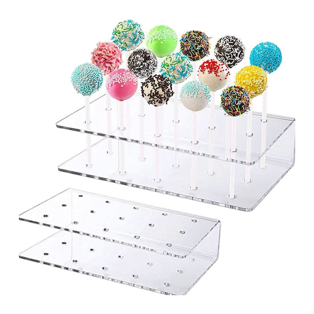 Acryl Lollipop Display Ständer in Rechteckform, transparenter Dessert Halter mit 15 Löchern für Hochzeit und Party - Bild 1