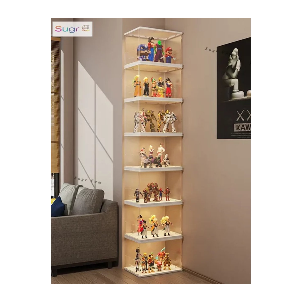 Action Figure Vitrine Blind Box mit Staubschutz aus Acryl und Kunststoff, Display Regal Aufbewahrungsbox in Transparent und Weiß - Bild 1