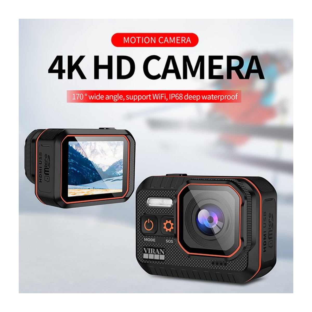 ActiSafety 4K HD Action Kamera mit Fernbedienung und Display in Schwarz - Bild 1