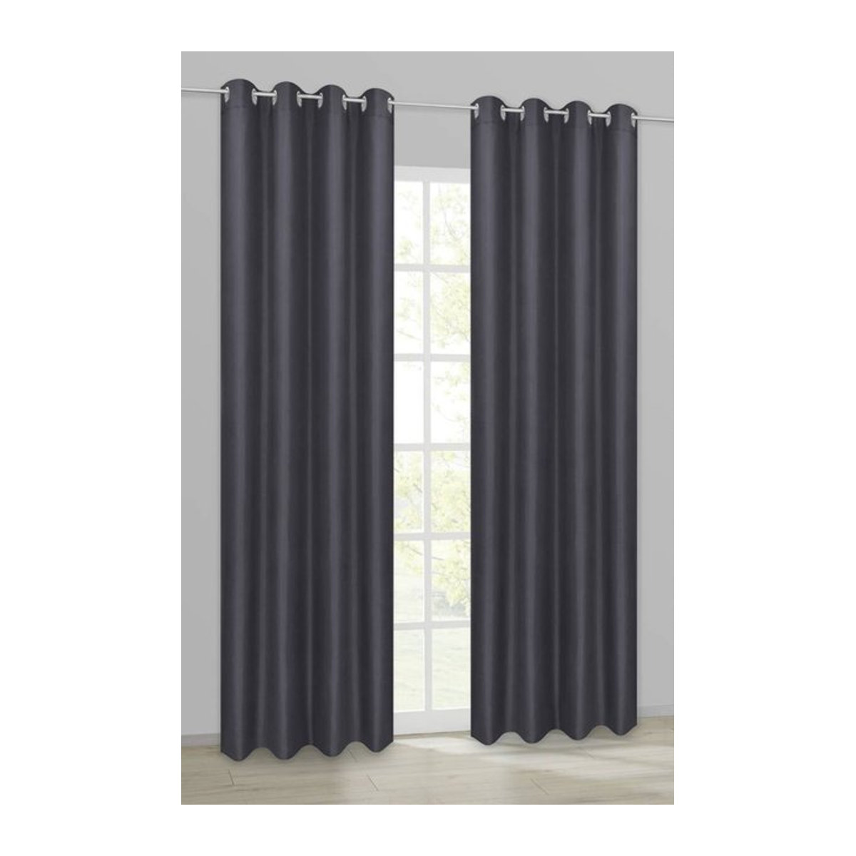 ACUS design collection Ösenvorhang Barnaby schwarz B: 140 cm, L: 235 cm - Bild 1