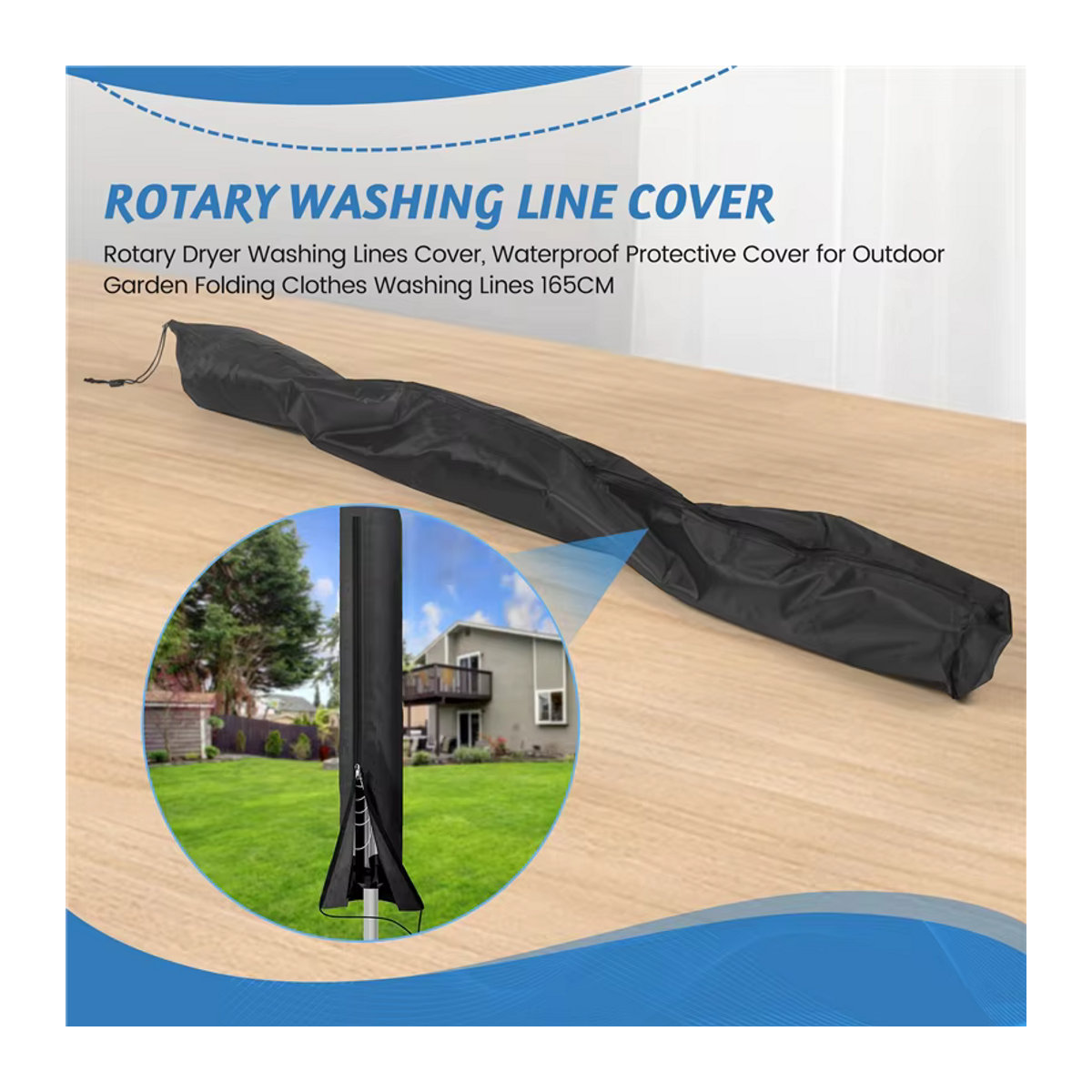AD23 Wasserfeste Schutzhülle für Wäscheleinen mit rotierendem Trockner in Schwarz - Bild 4