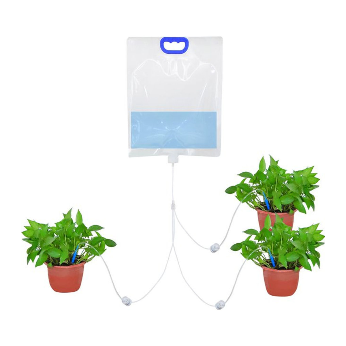 Adhere To Fly Automatischer Tropfbewässerungsbeutel in Blau mit einstellbarem Durchfluss für Blumentöpfe und Gartenarbeit - Bild 1