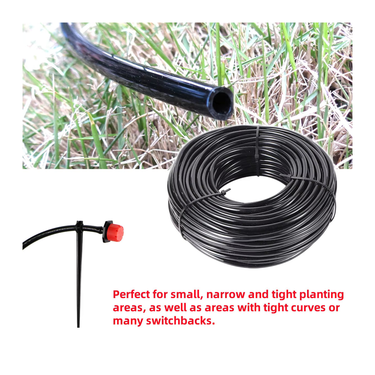 Adhere To Fly PVC-Wasserschlauch für Mikro-Tropfbewässerung und Gewächshaus, 4/7 mm, Schwarz/Braun - Bild 2