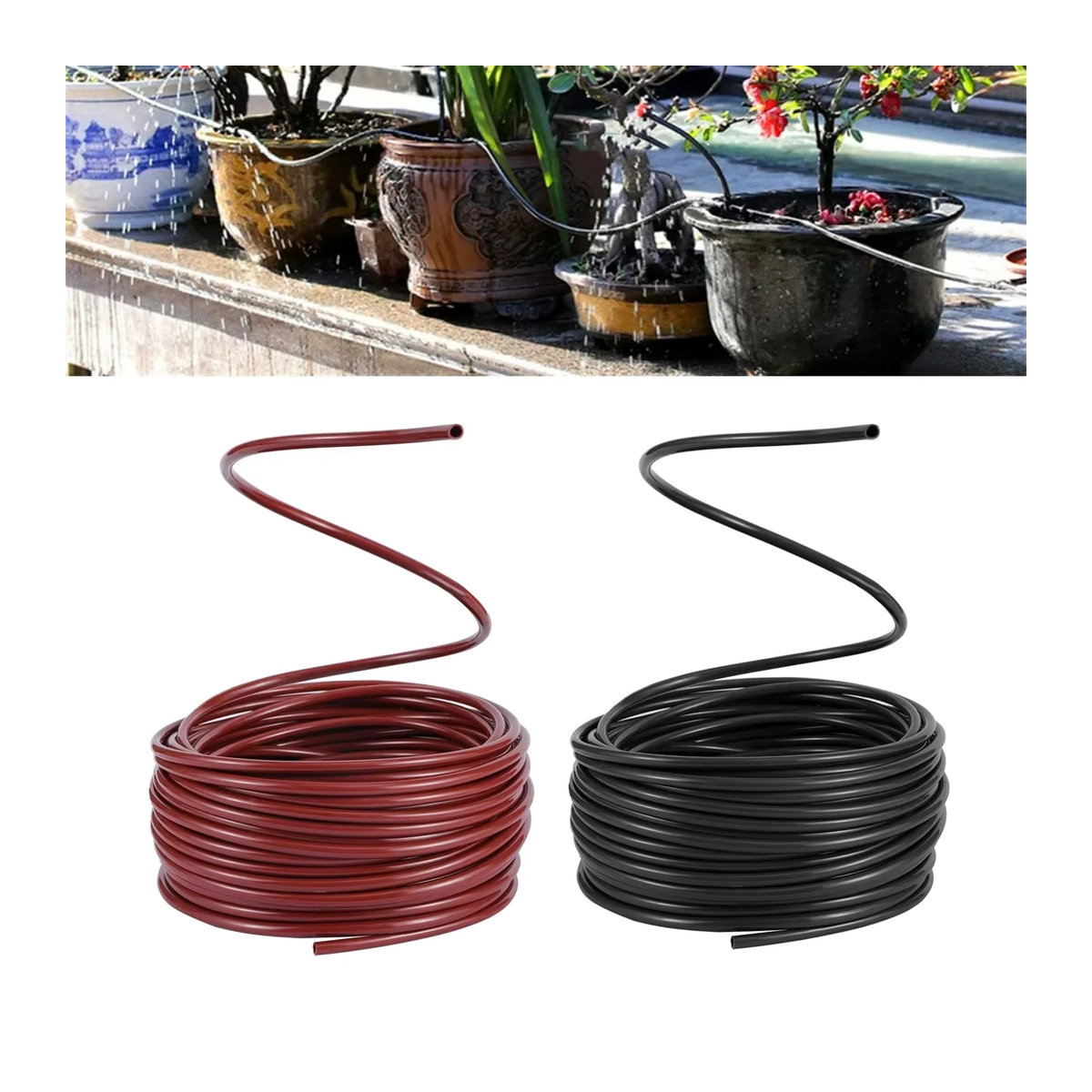Adhere To Fly PVC-Wasserschlauch für Mikro-Tropfbewässerung und Gewächshaus, 4/7 mm, Schwarz/Braun - Bild 5