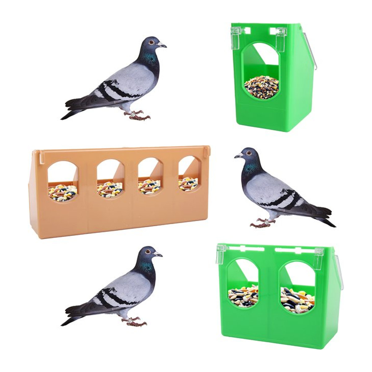 Adhere To Fly Tauben-Mehrzweckkäfig zum Aufhängen als auslaufsichere Futterbox mit Deckel in Grün - Bild 1