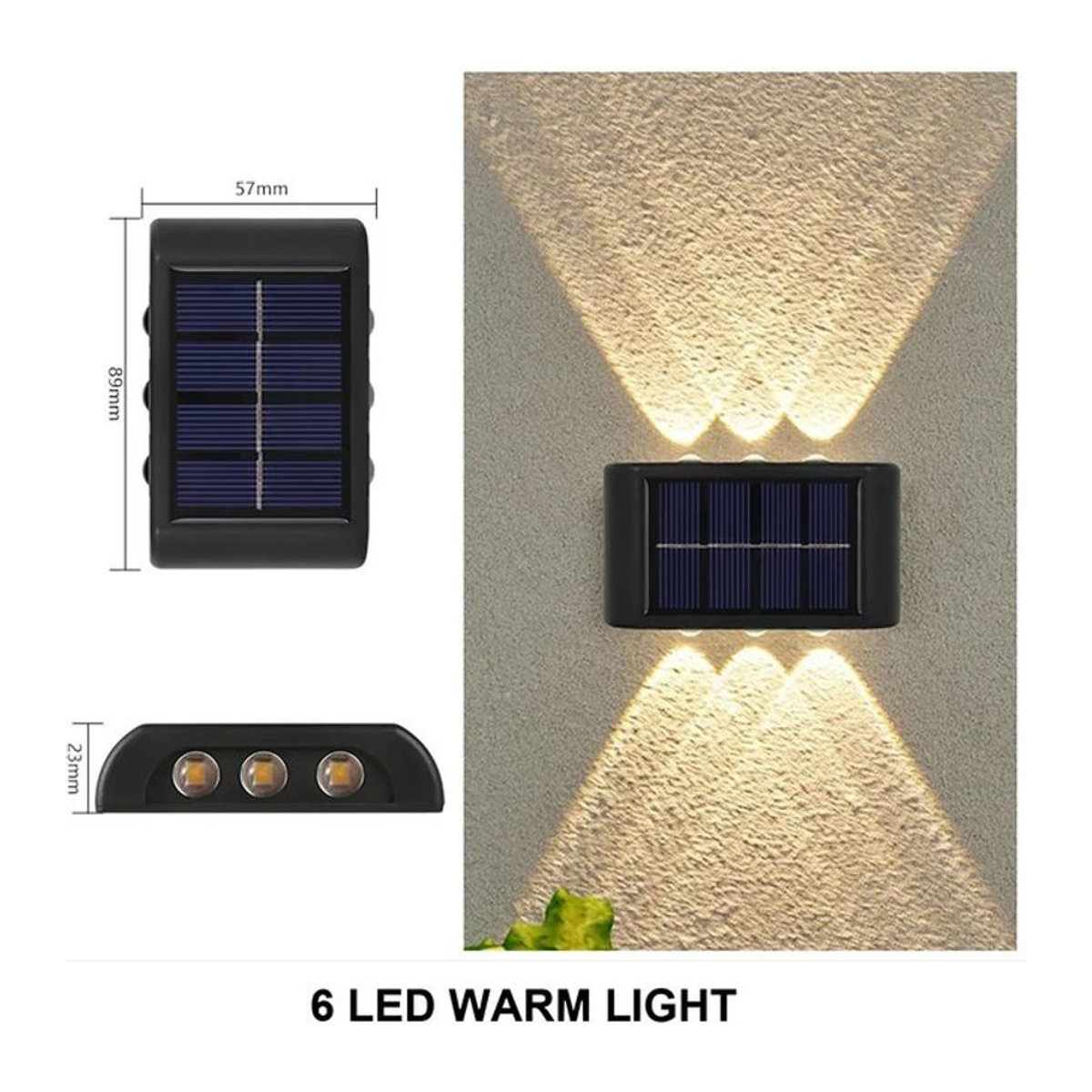Adiodo Moderne Solar-LED-Außenwandleuchte Schwarz Wasserdicht mit Auf- und Abwärtsleuchten für Garten und Hof - Bild 1