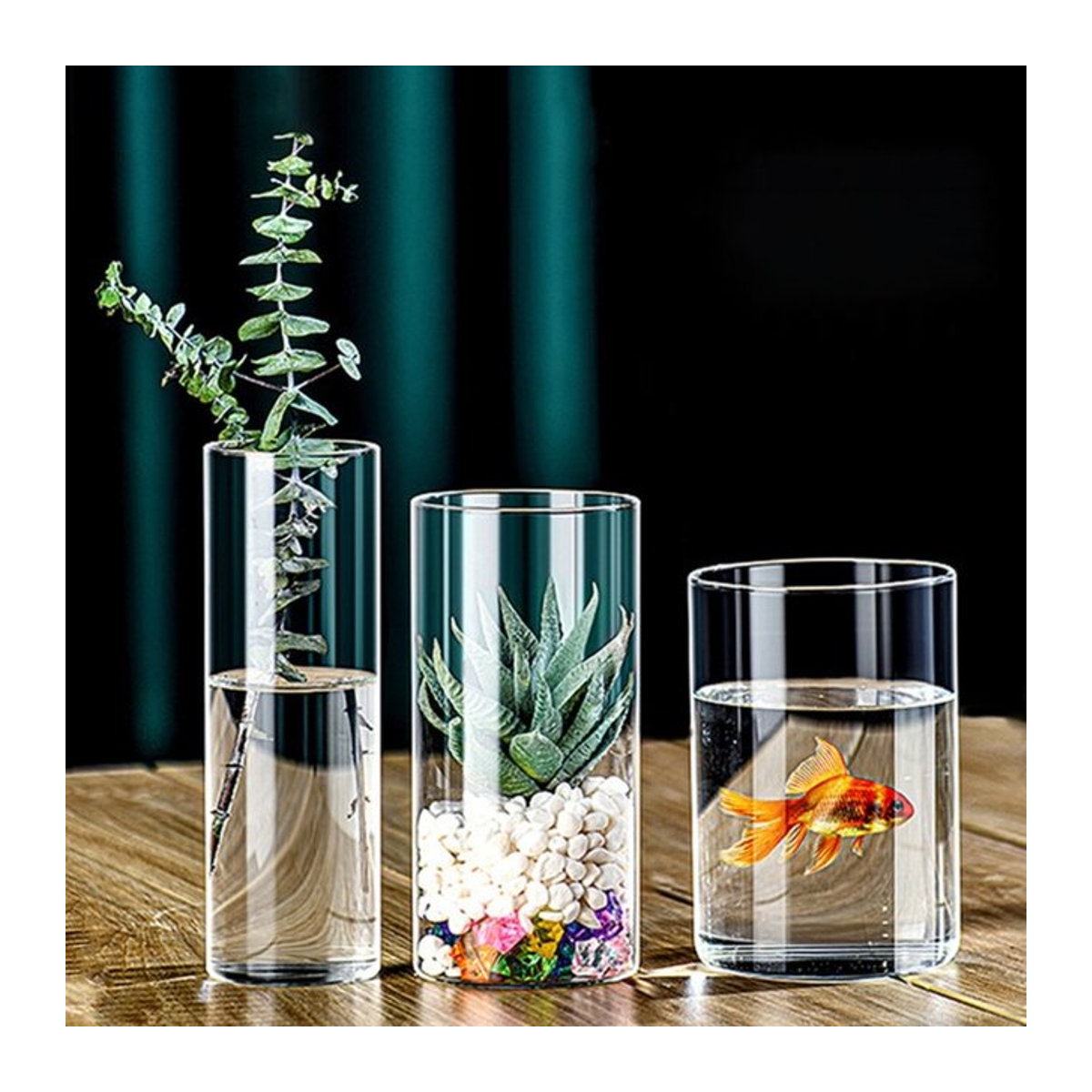 ADUWRSE Klarglasvase in Zylinderform, minimalistische Dekovase aus Glas für Schnittblumen, transparent - Bild 1