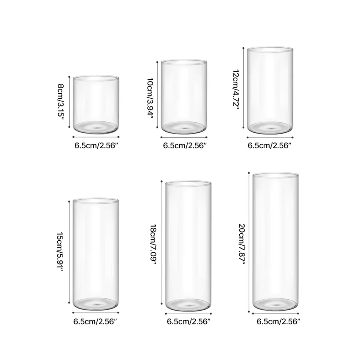 ADUWRSE Klarglasvase in Zylinderform, minimalistische Dekovase aus Glas für Schnittblumen, transparent - Bild 2