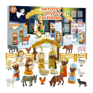 Adventskalender Krippe mit 24 Figurensets aus Kunststoff in Mehrfarbig für Kinder und Weihnachtsdekoration