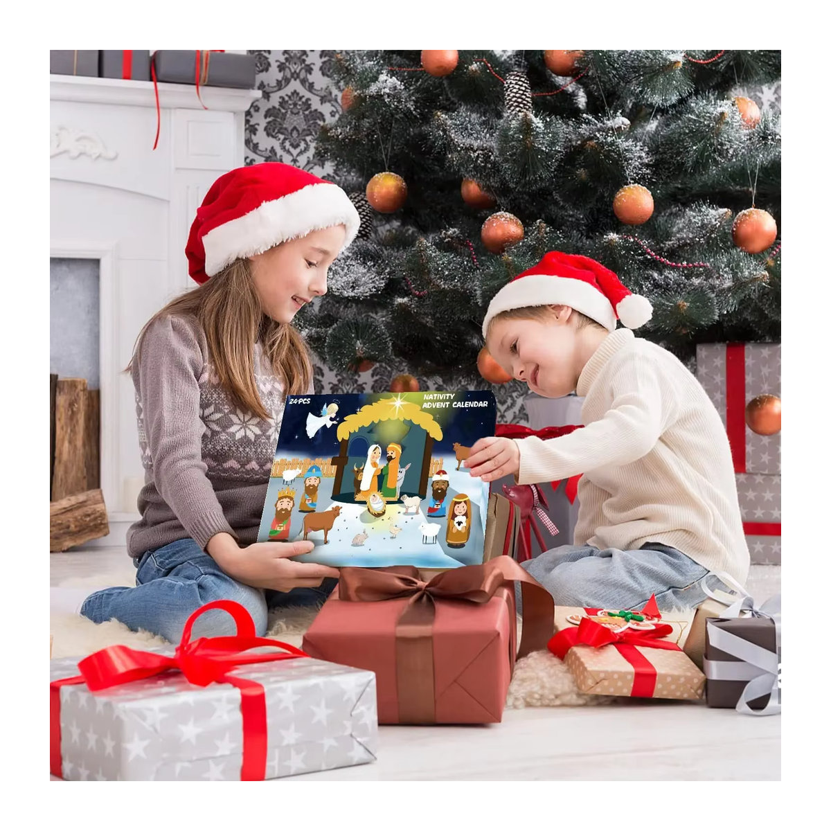 Adventskalender Krippe mit 24 Figurensets aus Kunststoff in Mehrfarbig für Kinder und Weihnachtsdekoration - Bild 3