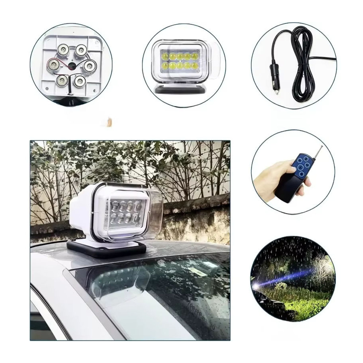 ADVENTURE KAILIN LED Außenstrahler Schwarz mit drahtloser Fernbedienung als 360-Grad-Dachstrahler und Suchscheinwerfer für LKW, Boot, Camping und Jagd - Bild 5