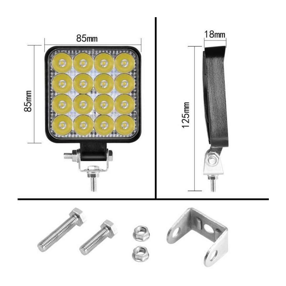 Aeobey 4er Set Arbeitsscheinwerfer 48W mit 16 LED für Auto, Geländewagen, SUV, ATV, Traktor, Boot und LKW, 12V 24V - Bild 2