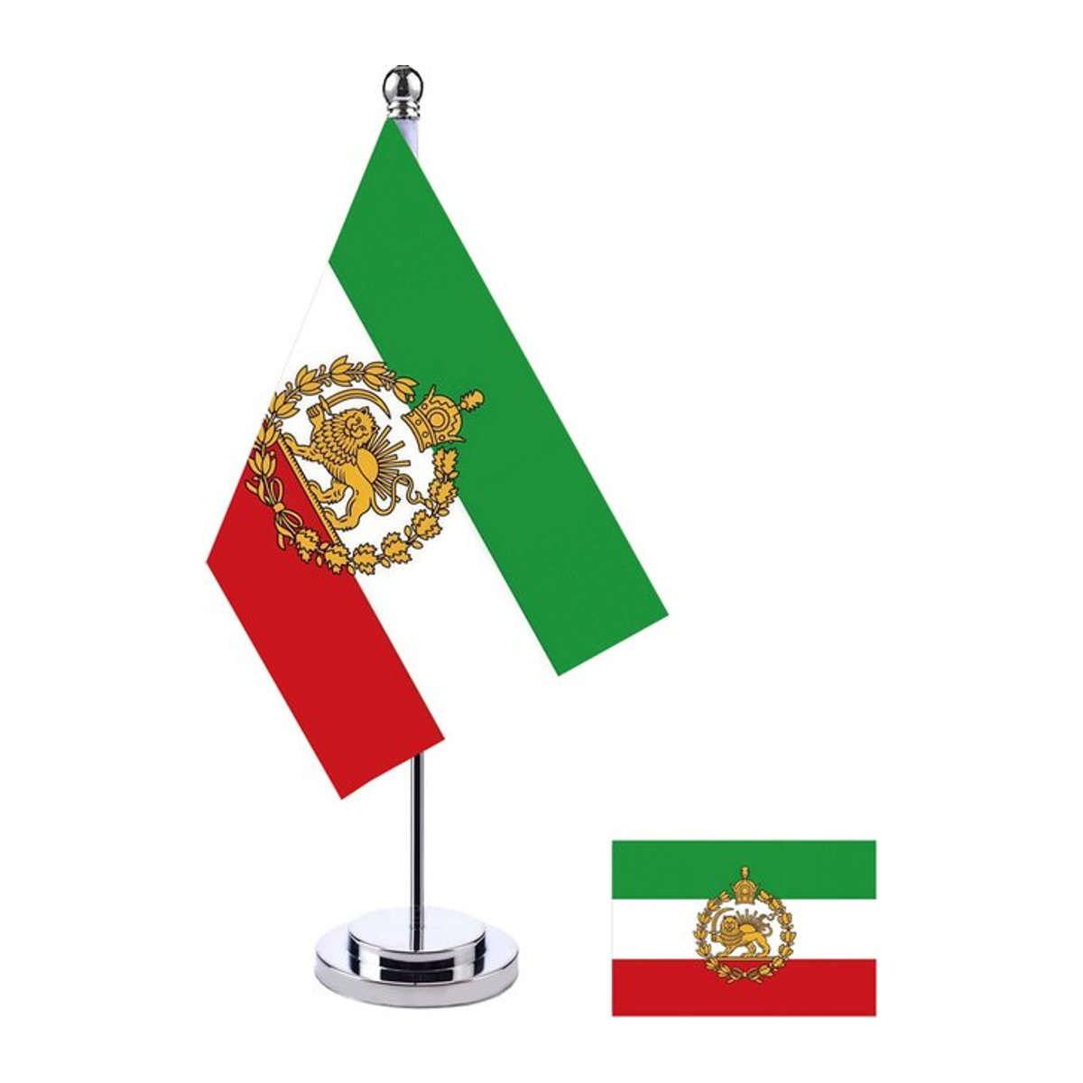aerlxemrbrae Büro-Schreibtischflagge Iran mit historischem Löwen und Krone, Vintage Banner, B/H: 21 x 14 cm - Bild 1