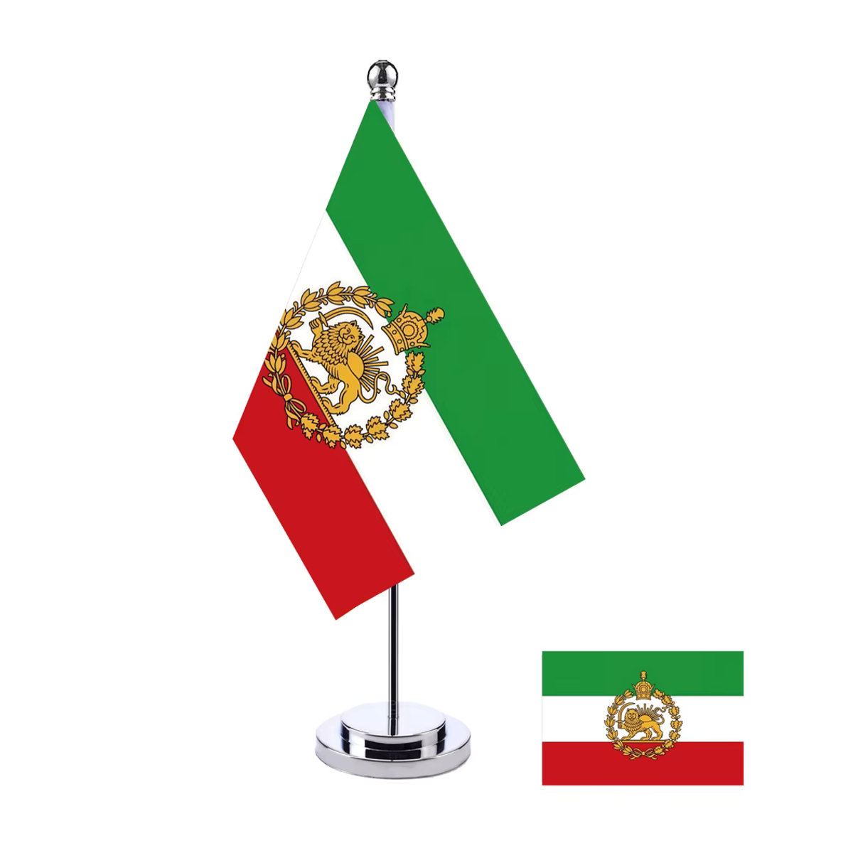 aerlxemrbrae Büro-Schreibtischflagge Iran mit historischem Löwen und Krone, Vintage Banner, B/H: 21 x 14 cm - Bild 2