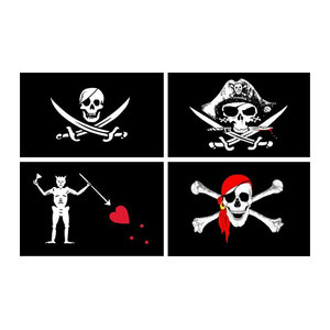 aerlxemrbrae Piratenflagge Jolly Roger mit Totenkopf und Messer, maritime Dekoration in Blau und Schwarz, B: 150 cm, H: 90 cm