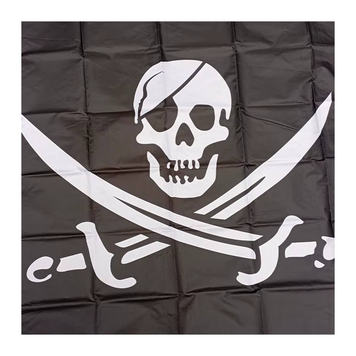 aerlxemrbrae Piratenflagge Jolly Roger mit Totenkopf und Messer, maritime Dekoration in Blau und Schwarz, B: 150 cm, H: 90 cm - Bild 2