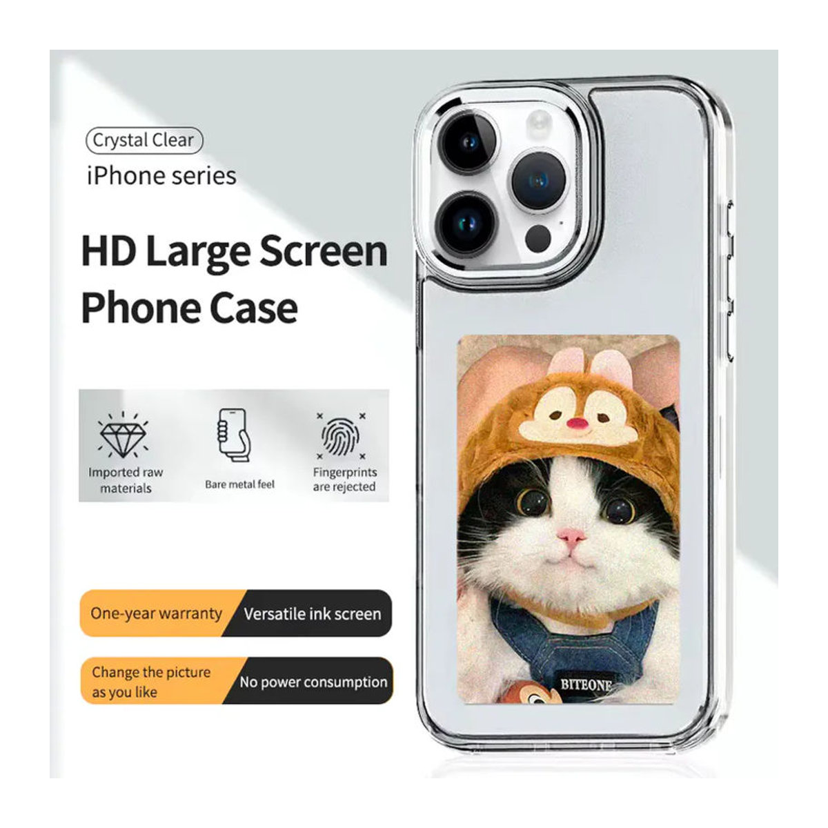 Aermy NFC E-Ink Handyhülle mit 3,97 Zoll Display für iPhone 13 14 15 16 Pro Max in Weiß und Transparent - Bild 4