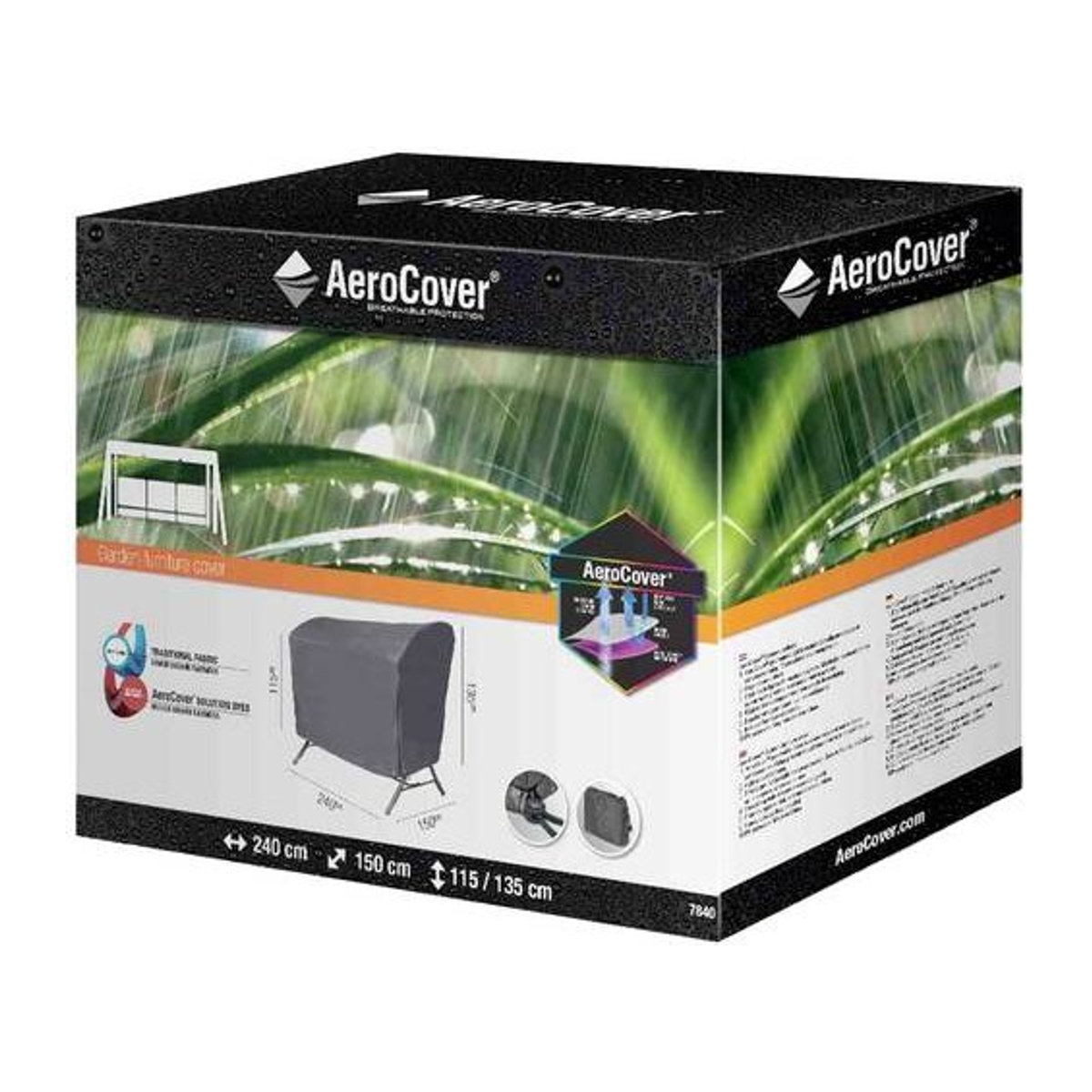 AeroCover Atmungsaktive Schutzhülle für Hollywoodschaukeln in Grau/Anthrazit B/T/H: 240 x 150 x 135/115 cm - Bild 1