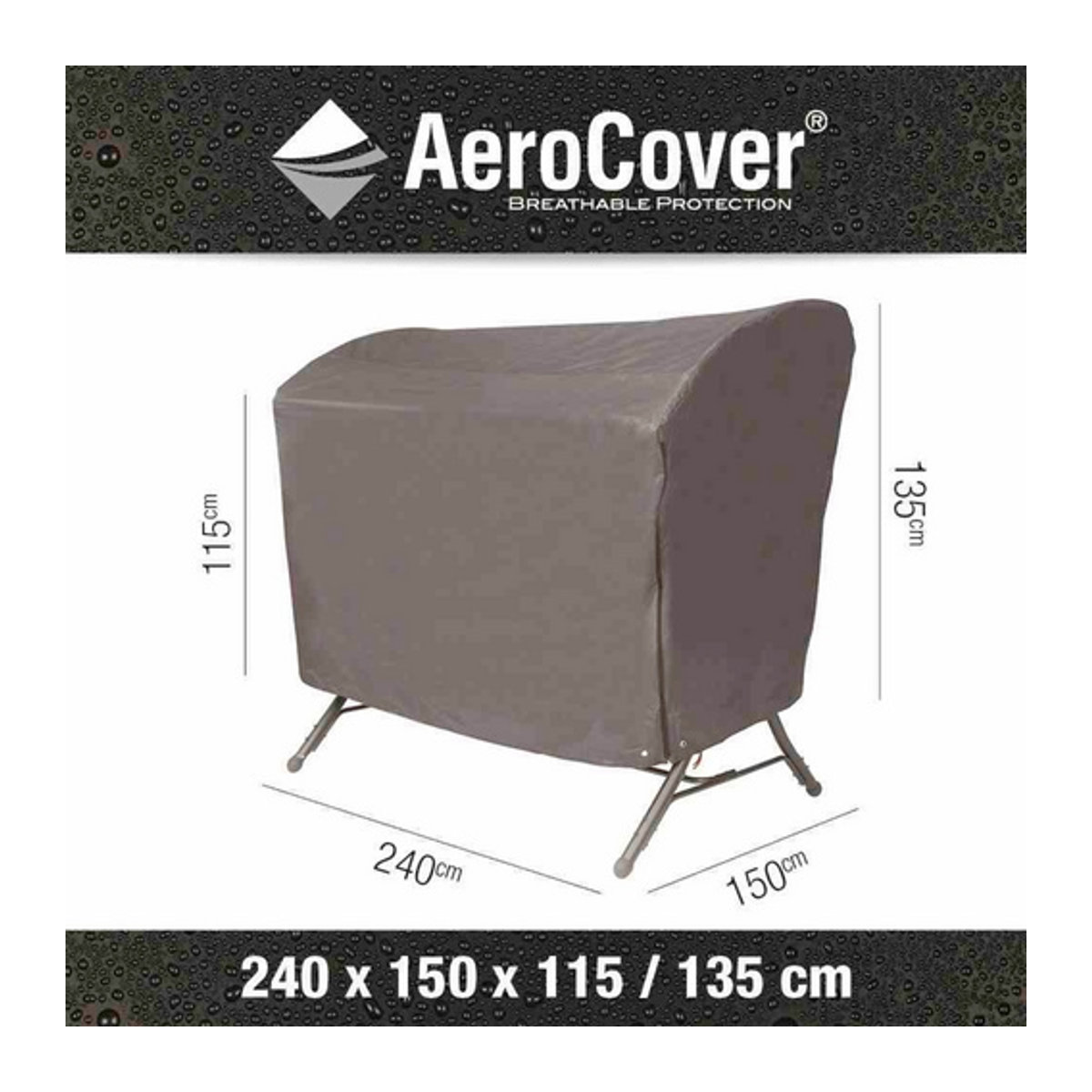 AeroCover Atmungsaktive Schutzhülle für Hollywoodschaukeln in Grau/Anthrazit B/T/H: 240 x 150 x 135/115 cm - Bild 4
