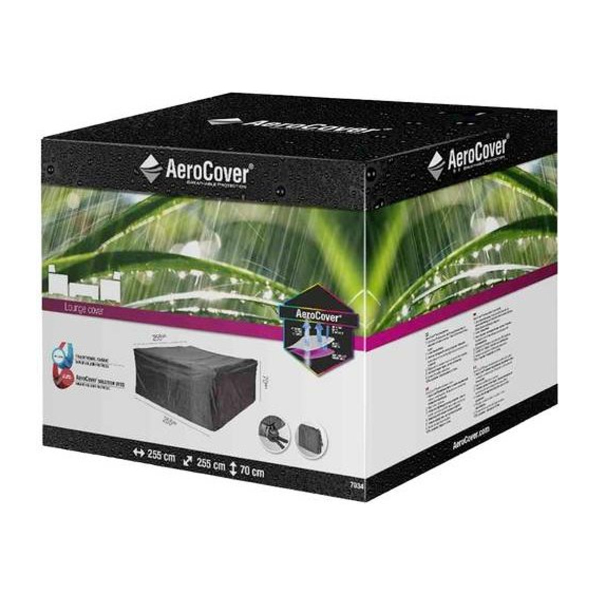 AeroCover Atmungsaktive Schutzhülle für rechteckige Lounge-Sets, Farbe: Grau/Anthrazit, B/T/H: 255 x 255 x 70 cm - Bild 1