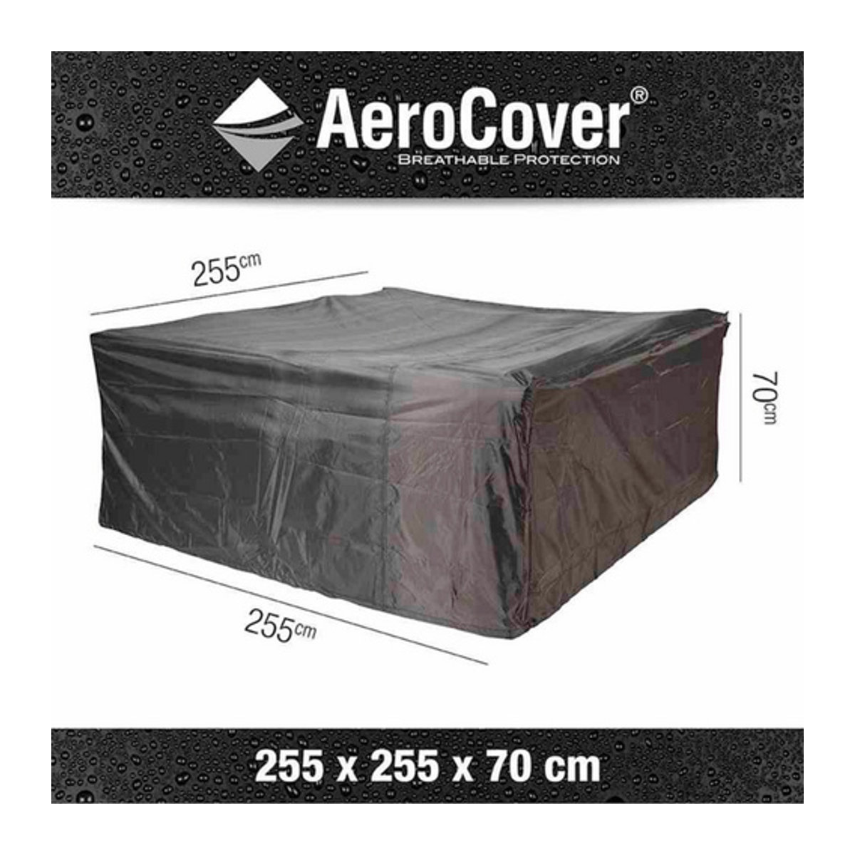 AeroCover Atmungsaktive Schutzhülle für rechteckige Lounge-Sets, Farbe: Grau/Anthrazit, B/T/H: 255 x 255 x 70 cm - Bild 4