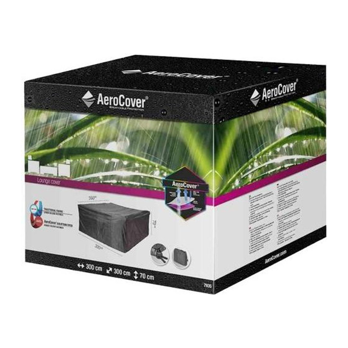 AeroCover Atmungsaktive Schutzhülle für rechteckige Lounge-Sets, Grau, B/T/H: 300 x 300 x 70 cm - Bild 2