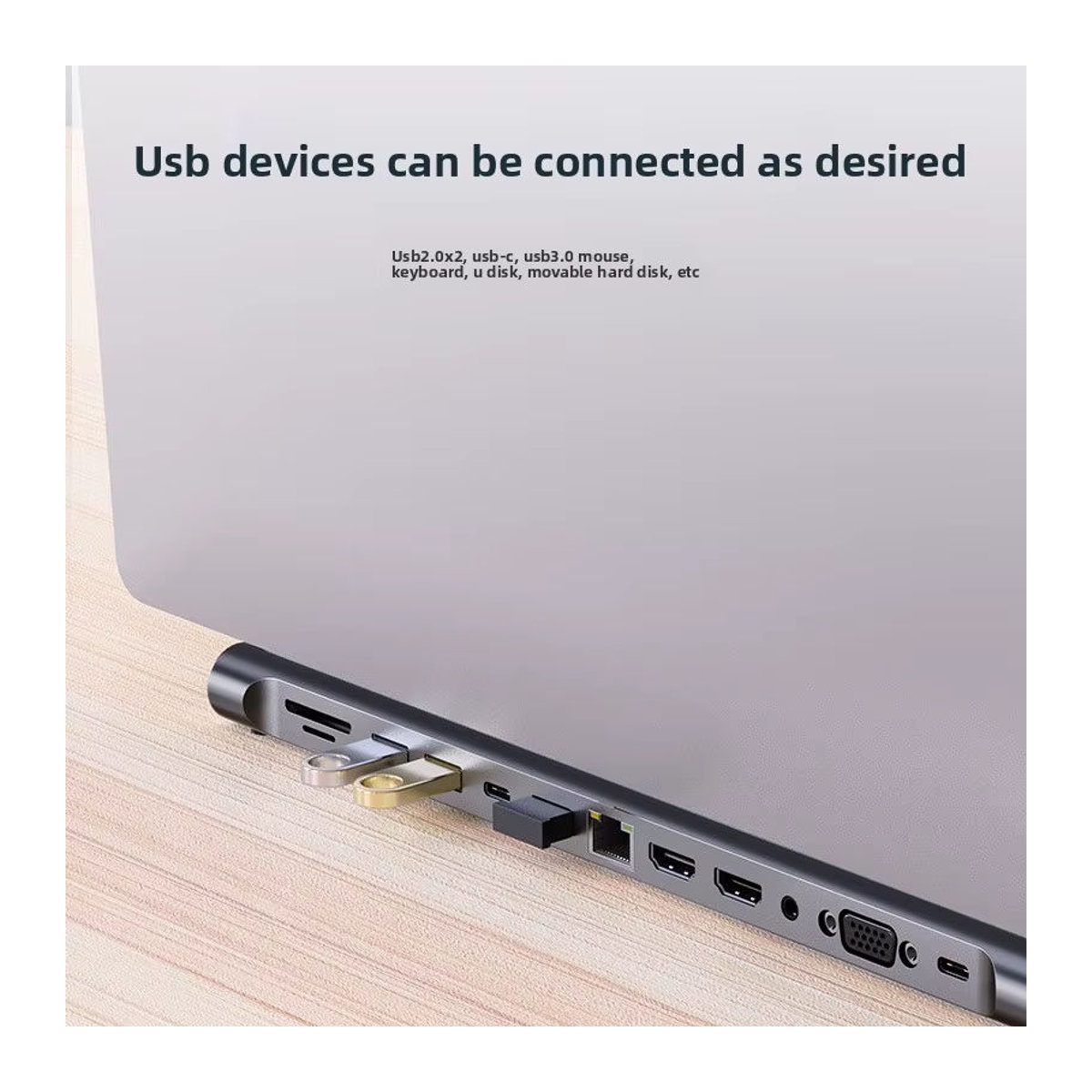 AEVYVKV 12-in-1 Docking Station Laptop Stand mit Audio, USB Typ-C, 4K HDMI, 100W PD und SD/TF Slot in Silber - Bild 2