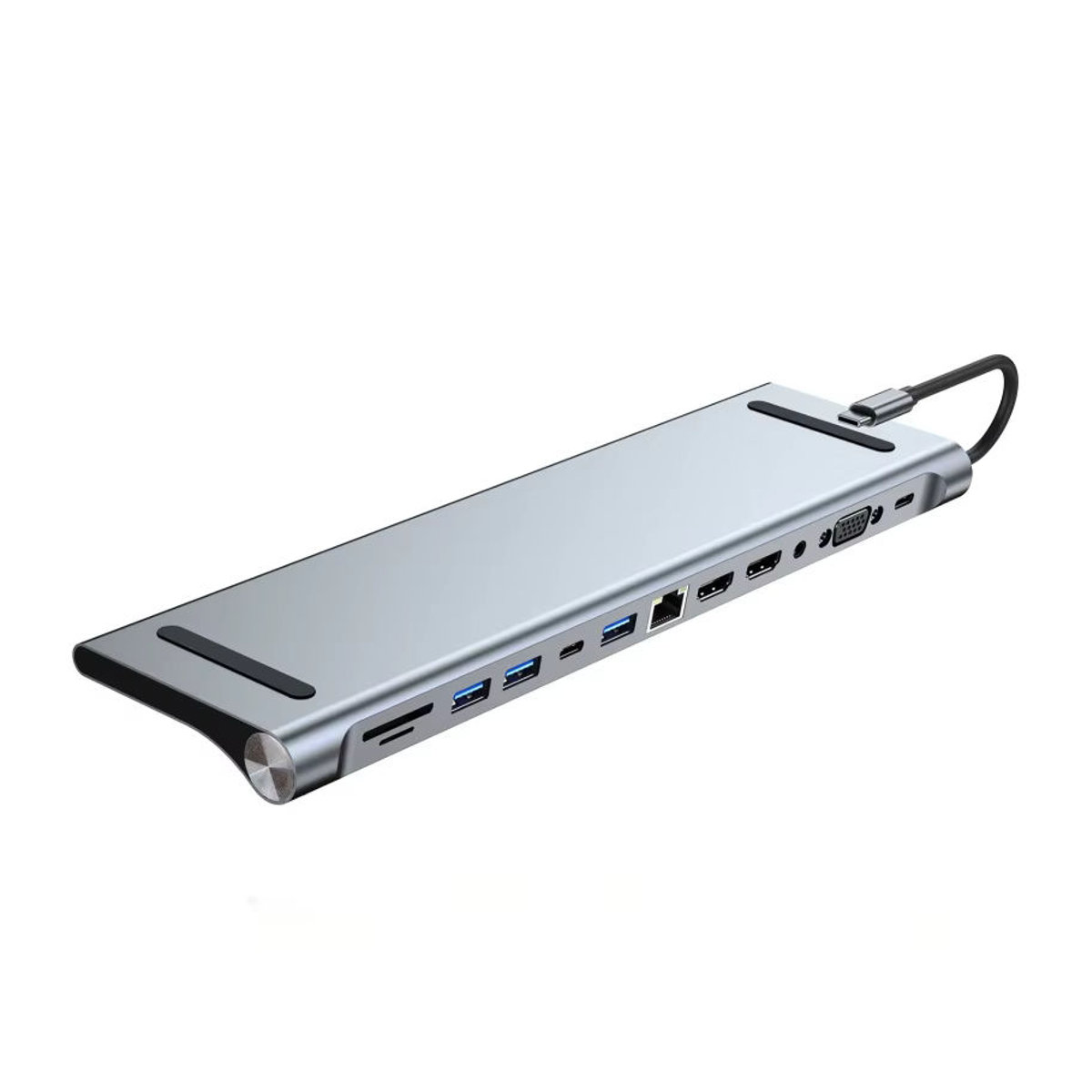 AEVYVKV 12-in-1 Docking Station Laptop Stand mit Audio, USB Typ-C, 4K HDMI, 100W PD und SD/TF Slot in Silber - Bild 4