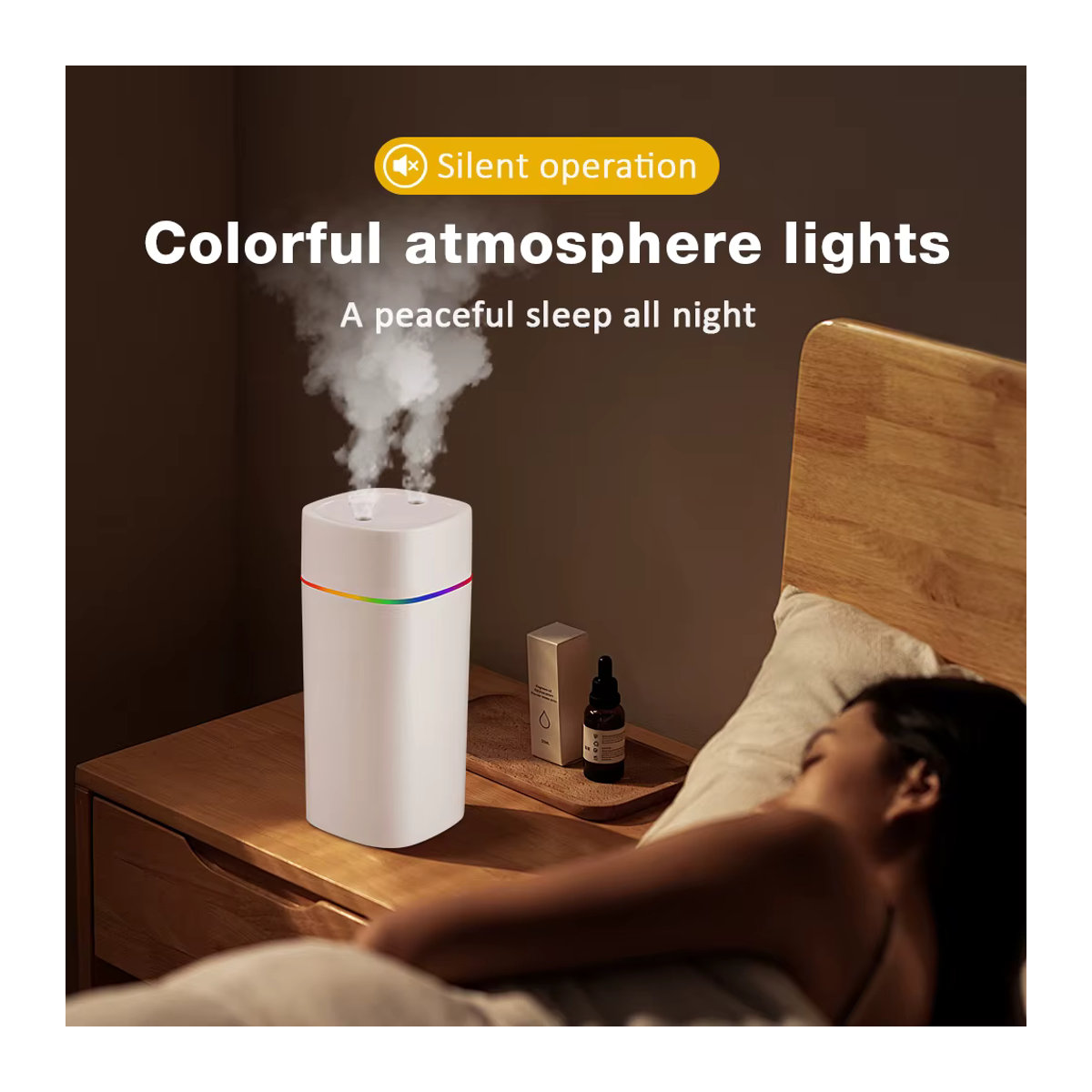 AFDEAL Luftbefeuchter mit Doppel-Sprühanschluss und Aroma-Diffusor, 600ml, Weiß - Bild 4