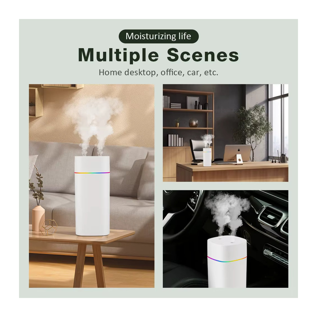 AFDEAL Luftbefeuchter mit Doppel-Sprühanschluss und Aroma-Diffusor, 600ml, Weiß - Bild 5