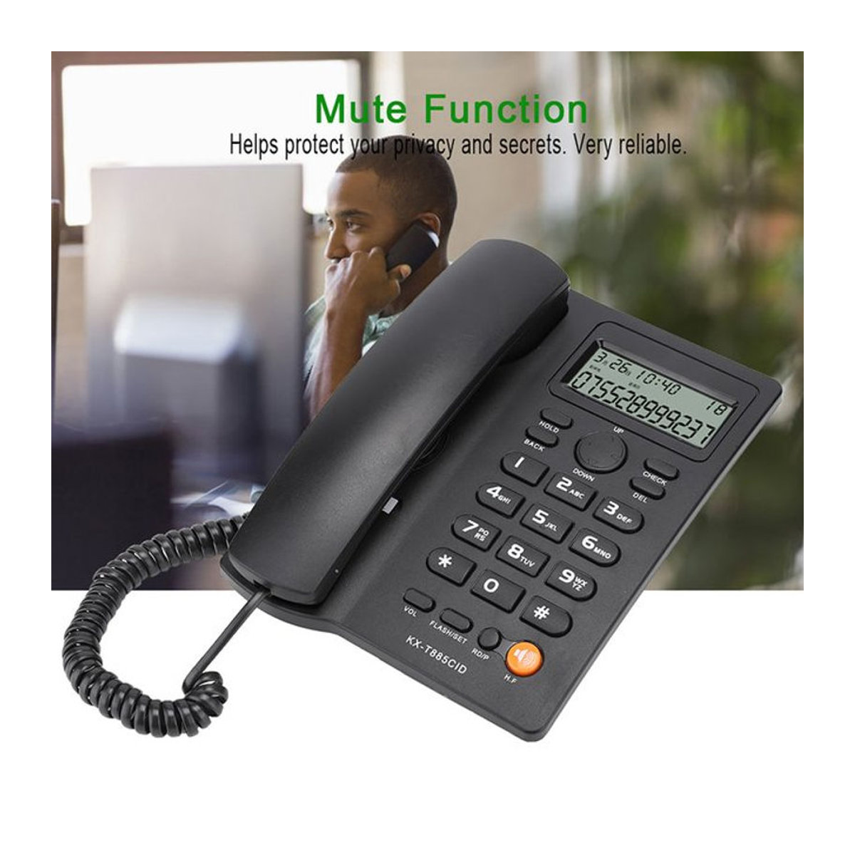 Aibecy KX-T885CID Festnetztelefon mit Anrufer-ID und Freisprechfunktion in Weiß oder Schwarz - Bild 1