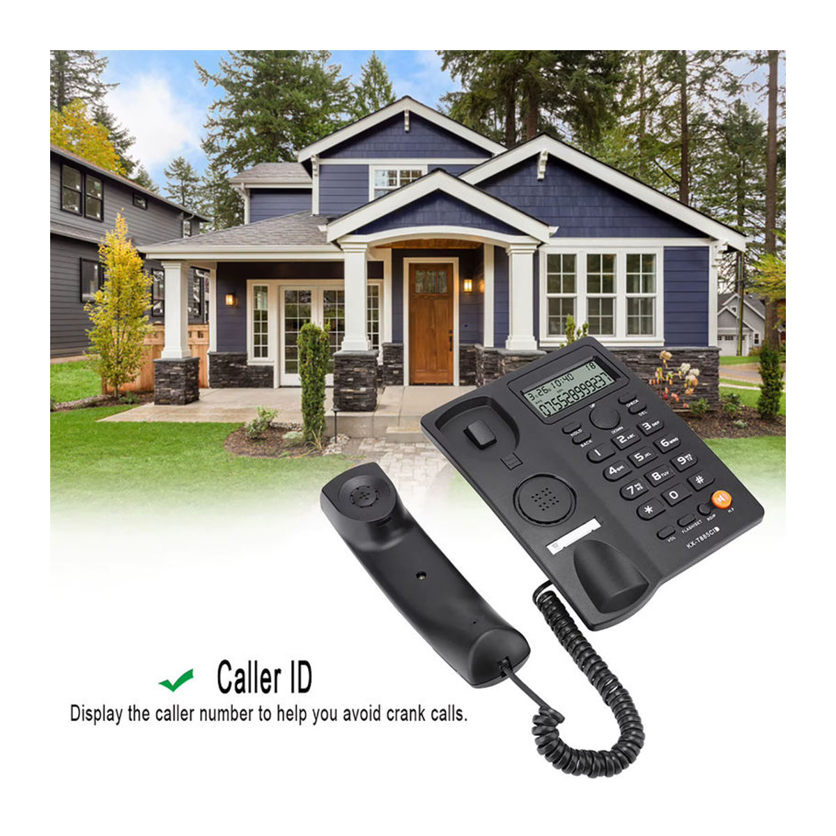 Aibecy KX-T885CID Festnetztelefon mit Anrufer-ID und Freisprechfunktion in Weiß oder Schwarz - Bild 4