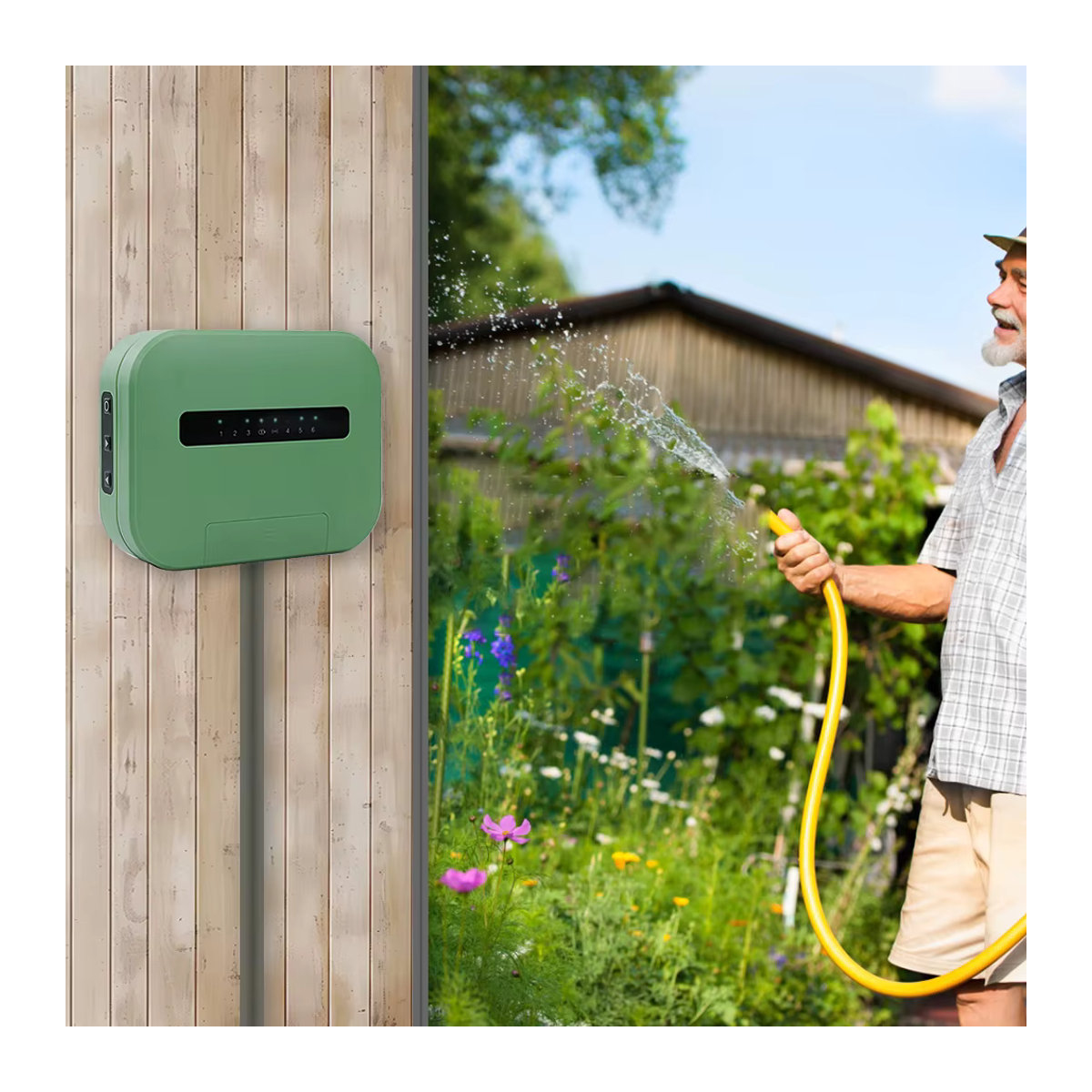 AICANTEK Smart Gartenbewässerungstimer mit 6 Stationen, Wifi Tuya und Smartlife App-Steuerung, 8 Zonen Sprinkler- und Tropfbewässerungssteuerung, Grün - Bild 5