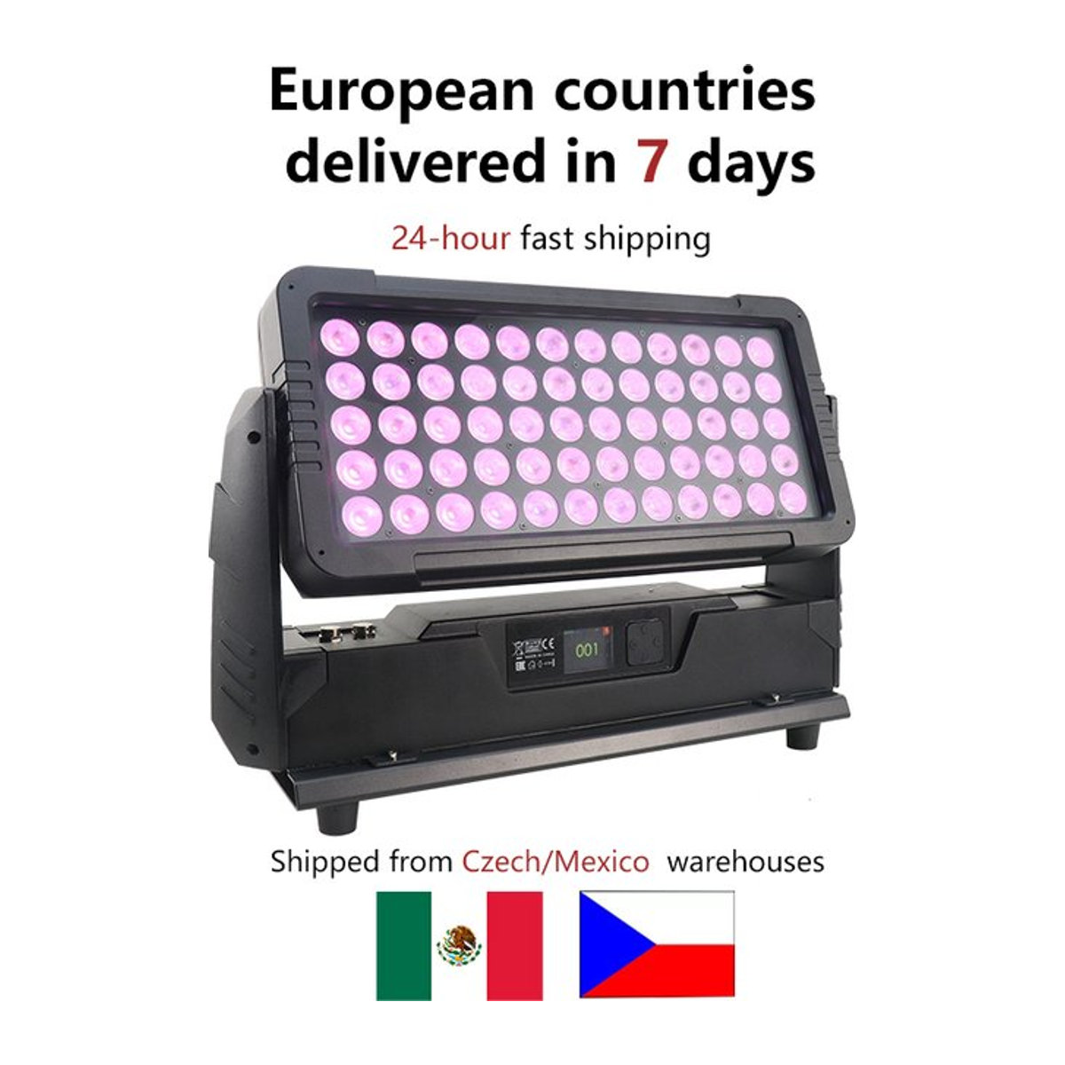 AICPOSE IP65 DMX LED City Flood Light Outdoor RGBW 60x10W Bunt Schwarz - Bild 1