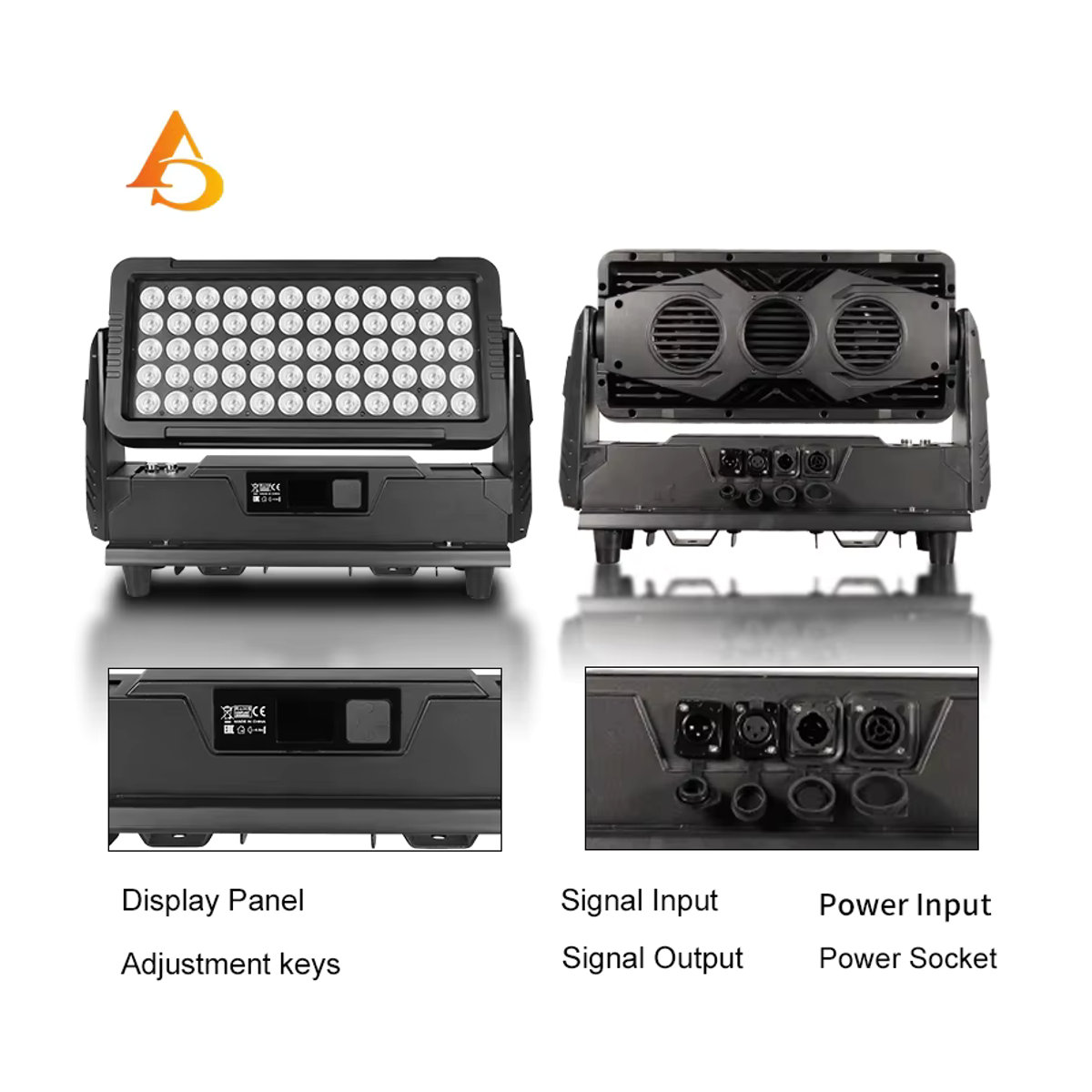 AICPOSE IP65 DMX LED City Flood Light Outdoor RGBW 60x10W Bunt Schwarz - Bild 2