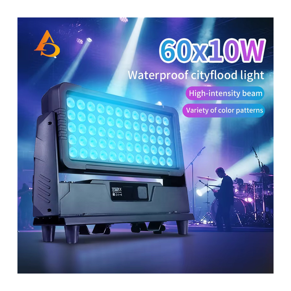 AICPOSE IP65 DMX LED City Flood Light Outdoor RGBW 60x10W Bunt Schwarz - Bild 5