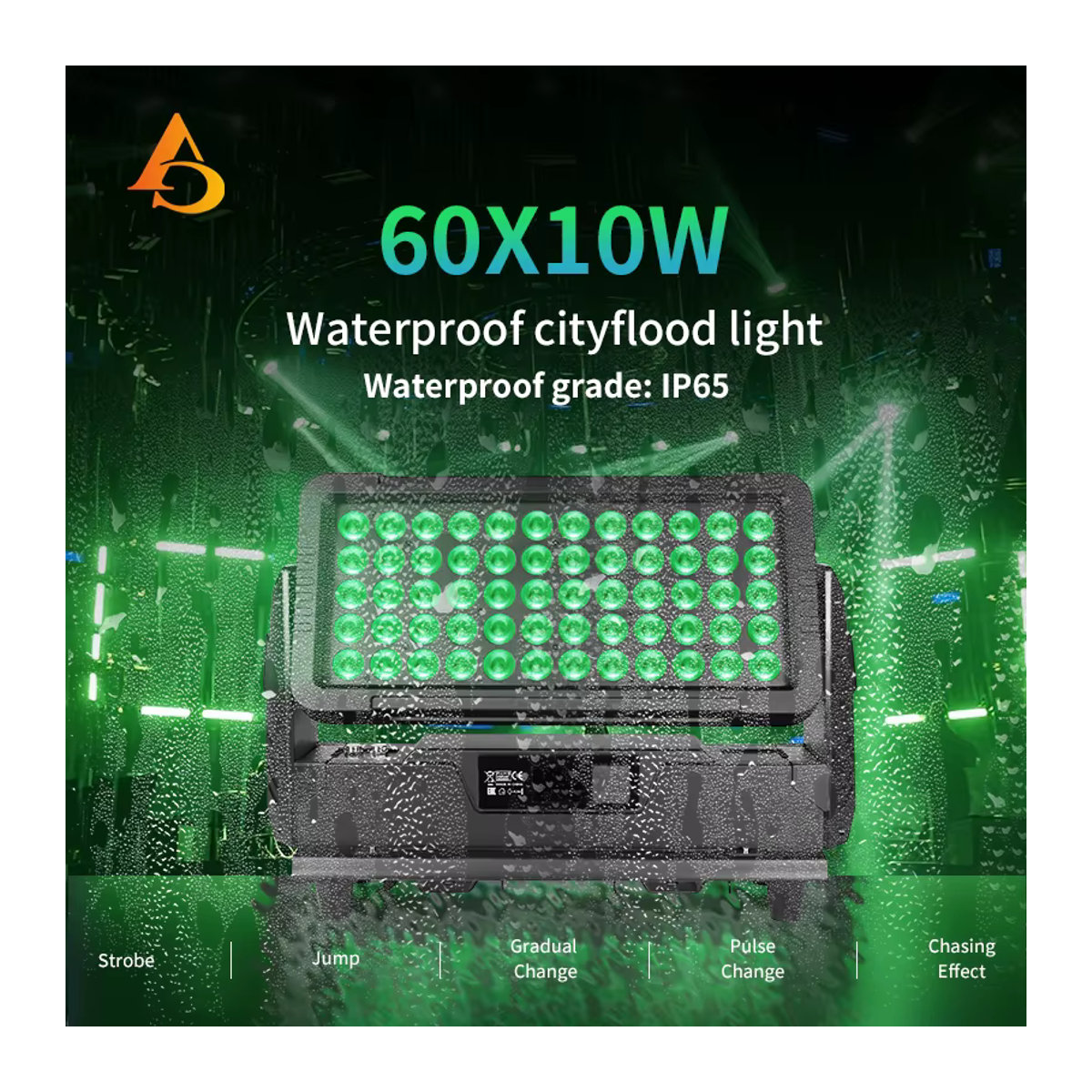AICPOSE IP65 DMX LED City Flood Light Outdoor RGBW 60x10W Bunt Schwarz - Bild 6