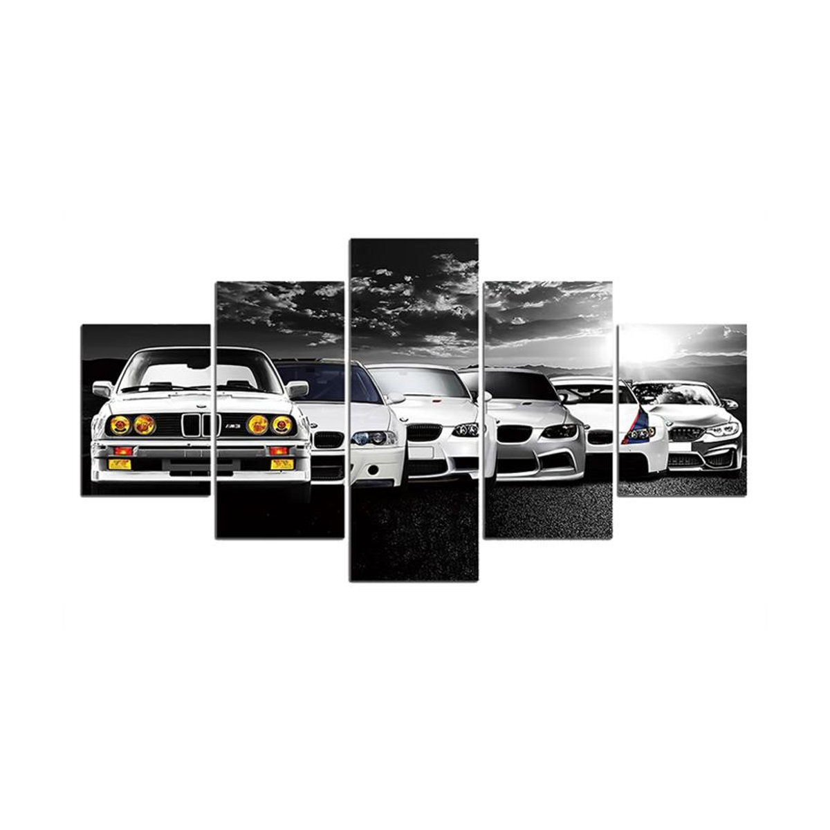 Aidegou17 Leinwand-Set Auto-Evolution Wandkunst in Weiß, 5 moderne Leinwanddrucke im Querformat, B/H: 2 x 20 x 35 cm, 2 x 20 x 45 cm, 1 x 20 x 55 cm - Bild 3