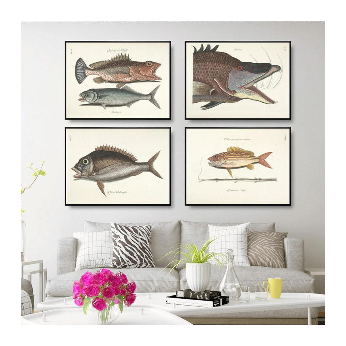 Aidegou31 Leinwandbild Retro Fisch Tierdruck Wandkunst für Wohnzimmer und Restaurant, mehrfarbig, B: 30 cm, H: 20 cm - Bild 2