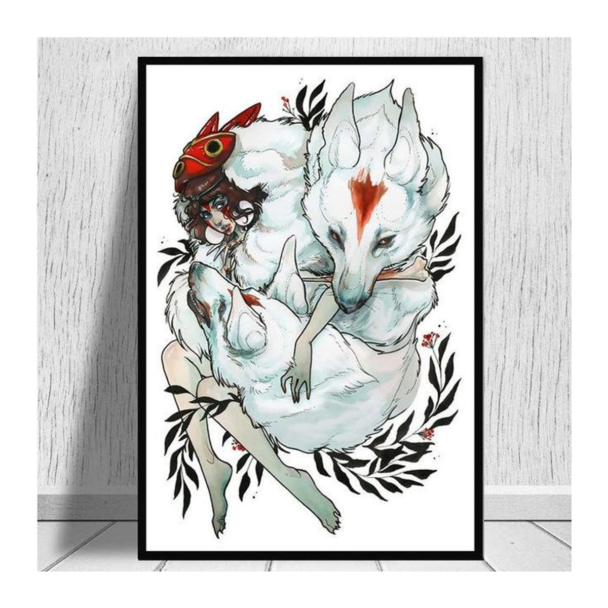 Aidegou5 Japan Anime Prinzessin Mononoke Leinwand Wandkunst Poster, mehrfarbig, B: 60 cm, H: 100 cm, ohne Rahmen - Bild 1