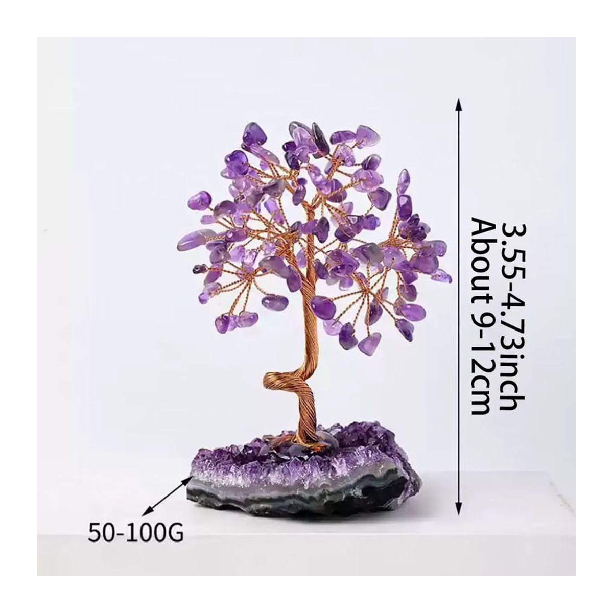 AierCrystal Amethyst Heilkristall-Baum in lila mit Drahtumwicklung auf natürlichem Stein als Bohemian Dekoration - Bild 2