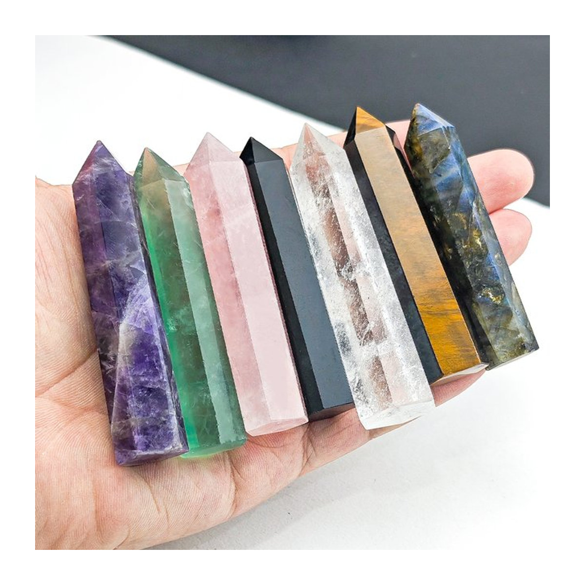 AierCrystal Kristall Zauberstab aus Rosenquarz und Amethyst in Rosa, Lila und Mehrfarbig als dekoratives Stein-Element für dein Zuhause oder Aquarium - Bild 1