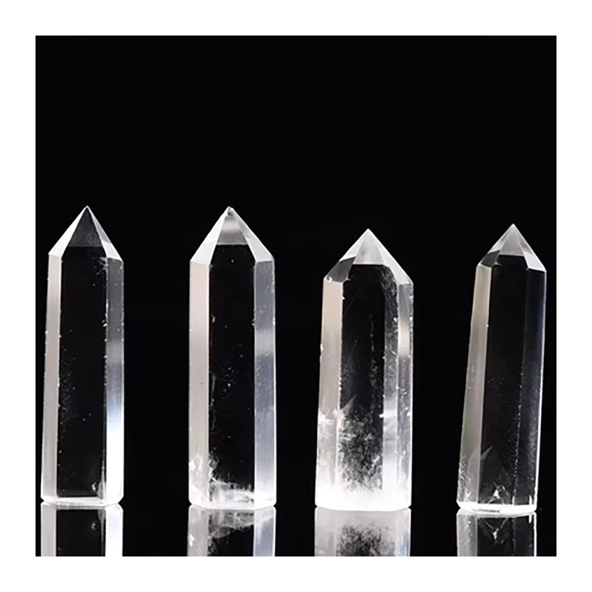 AierCrystal Natürlicher klarer Quarz Kristall Obelisk in Weiß und Transparent als dekorativer Heilstein in sechseckiger Form - Bild 4