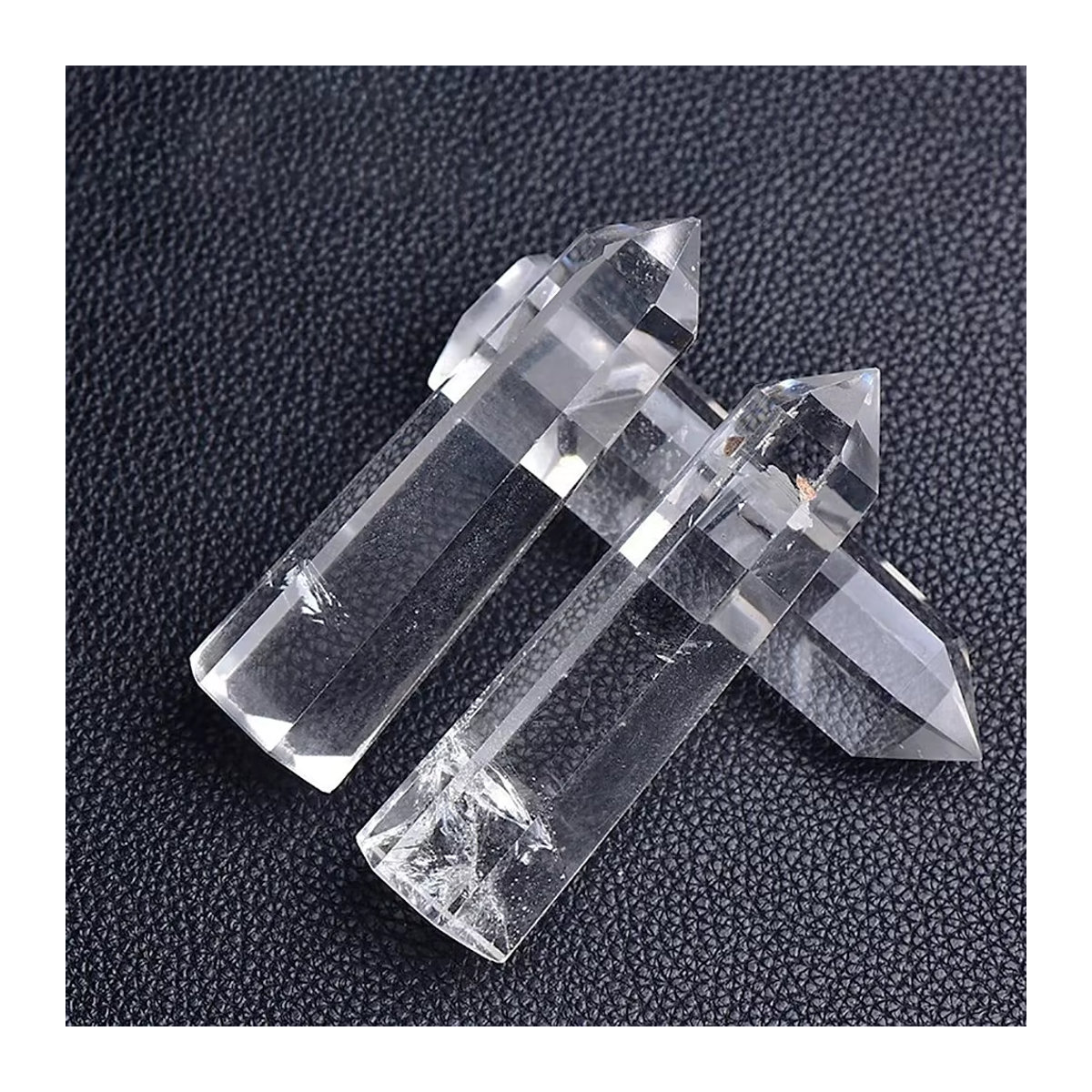 AierCrystal Natürlicher klarer Quarz Kristall Obelisk in Weiß und Transparent als dekorativer Heilstein in sechseckiger Form - Bild 5
