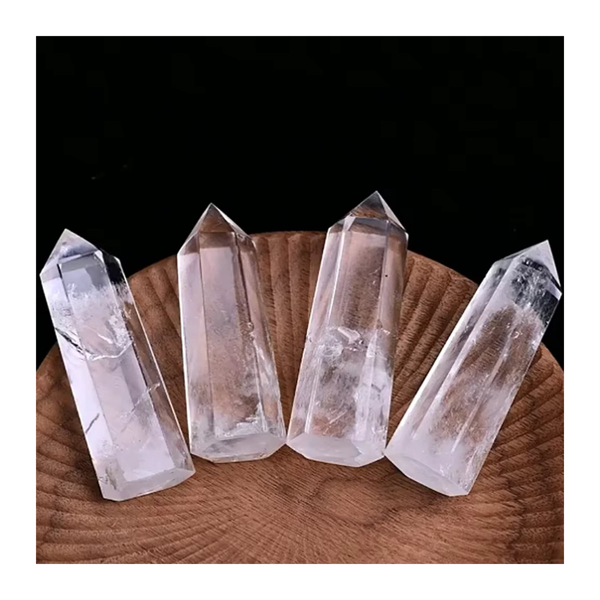 AierCrystal Natürlicher klarer Quarz Kristall Obelisk in Weiß und Transparent als dekorativer Heilstein in sechseckiger Form - Bild 6
