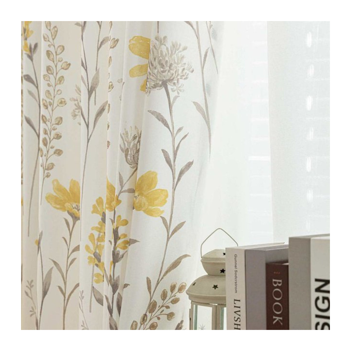 AiFish Transparente Tüllvorhänge mit Vintage Blumenmuster in Weiß für Schlafzimmer und Wohnzimmer - Bild 1