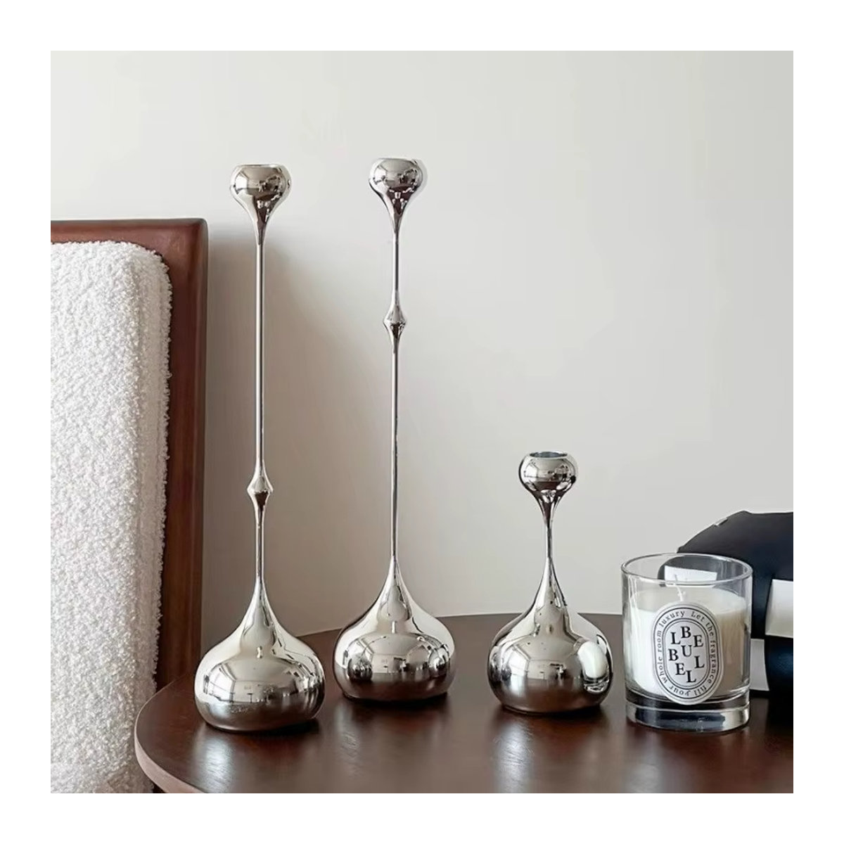 Aihem Kerzenhalter aus Metall in Silber für Tafelkerzen als moderne Tischdekoration für Hochzeiten - Bild 4