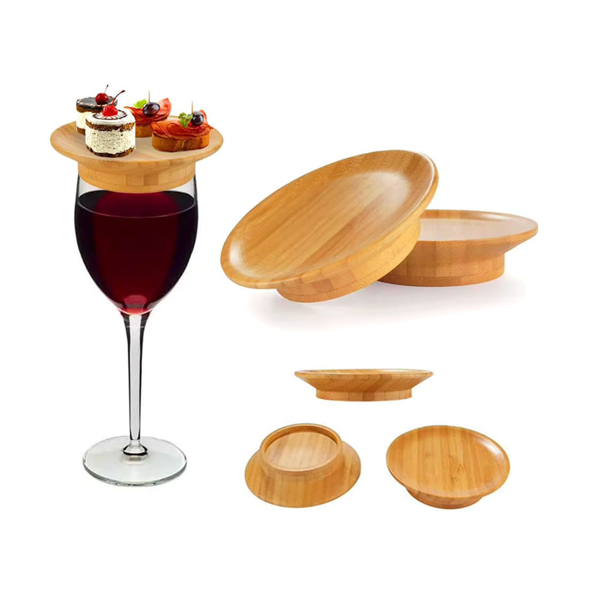 Aihogard Holz Weinglas Topper Charcuterie Runde Dekoration in Braun - Bild 2