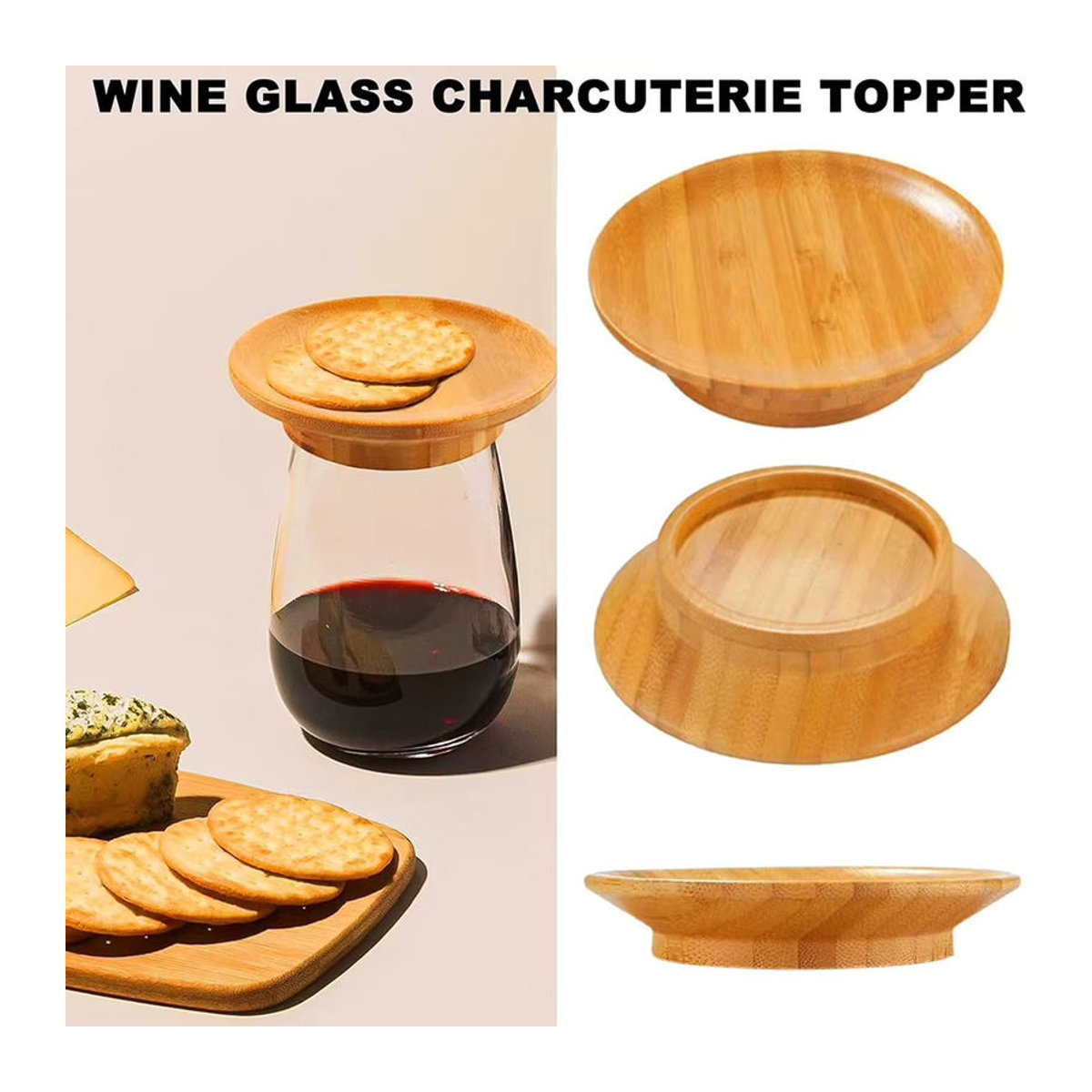 Aihogard Holz Weinglas Topper Charcuterie Runde Dekoration in Braun - Bild 3